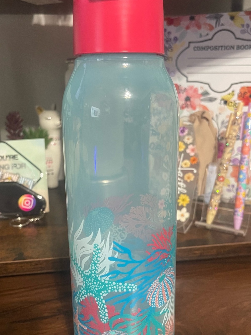 ECO Tupperware Treasure of the Sea Pink & Aqua Sea Life Water Bottle